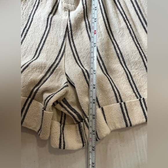 Zara ivory blue XS  stripe cotton Rustic cap sleeve boxy button down romper - Picture 7 of 8